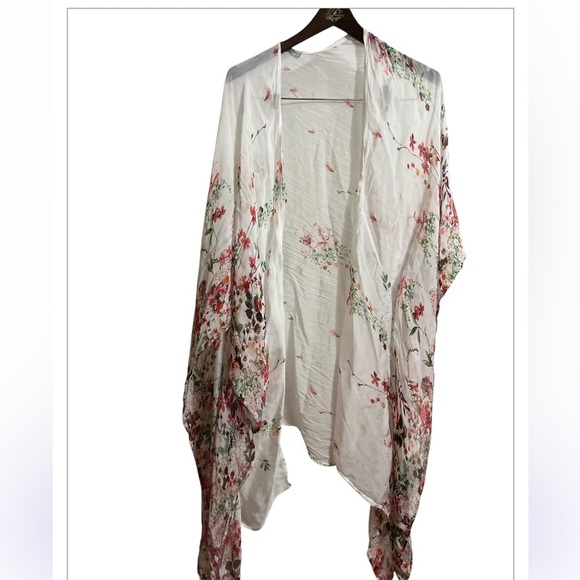 Elena Baldi Made in Italy Floral Kimono Cardigan Silk Blend OS Women - Picture 5 of 6
